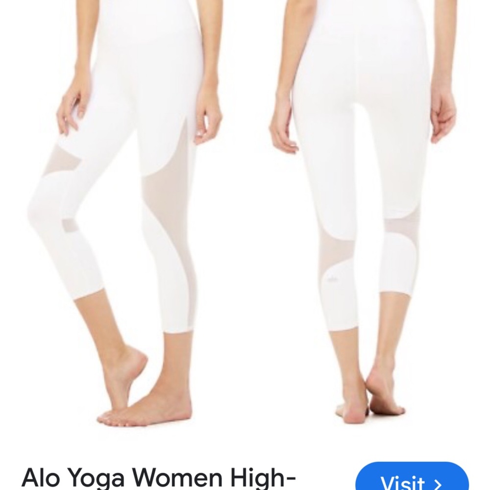 ALO Yoga White Mesh Panel Leggings